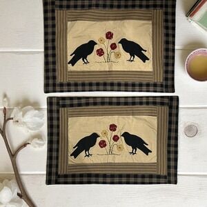 2 Park Designs Two Old Crows‎ Placemats  Fall Halloween Country Decor